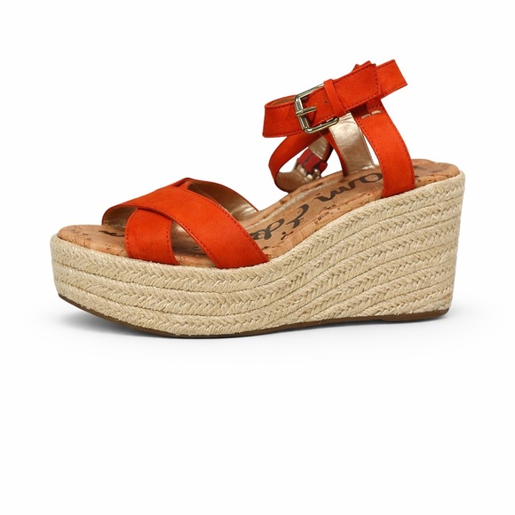 Sam Edelman Shoes - Sam Edelman Women’s Destin Orange Espadrille Wedge Strappy Sandals Size 9​